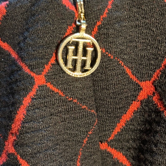 Tommy Hilfiger Knit Dress Diagonal Windowpane Black Red 16 - Picture 9 of 10